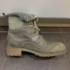 Grey Suede Emu Ankle Boots